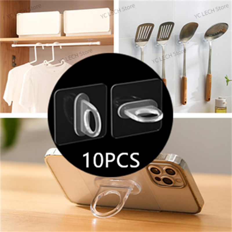 10PCS-Multi-functional-Annular-Hooks-Transparent-Strong-Load-Bearing-Self-Adhesive-Wall-Shelf-Kitchen-Bathroom-Storage