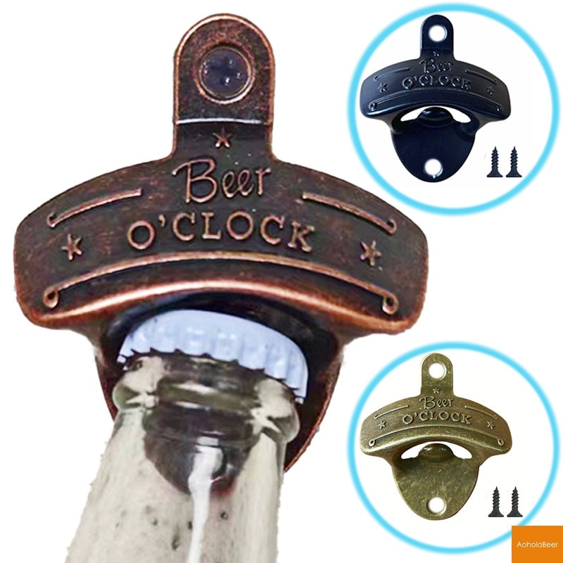 1pc-Beer-O-Clock-Metal-Bottle-Opener-Wall-Mounted-Hanging-BBQ-DIY-Solid-Beer-Opener-Tools