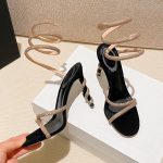 2023-New-Style-Celebrity-Diamond-Ribbon-Snake-Shaped-Fashion-High-Heel-Thin-Heel-Round-Toe-Open