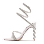 2023-New-Style-Celebrity-Diamond-Ribbon-Snake-Shaped-Fashion-High-Heel-Thin-Heel-Round-Toe-Open-4