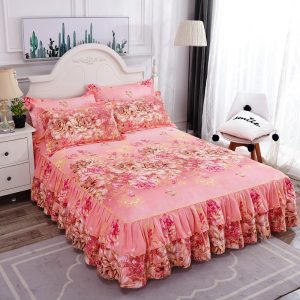 3Pcs-Set-Spring-and-Summer-New-Brushed-Bed-Skirt-Bed-Cover-Simmons-Bed-Cover-Protector-bed