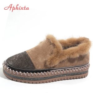 Aphixta-Warm-Real-Mink-Fur-Shoes-Women-Luxury-Crystal-Hand-Stitching-Leather-Winter-Shoes-Woman-Slip