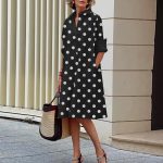 Autumn-New-Simple-Shirt-Dress-Casual-Solid-Color-Long-Sleeves-Fashion-Turn-down-Collar-Elegant-Pocket-4