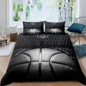 Basketball-Duvet-Cover-Set-Black-3D-Ball-Sports-Theme-Bedding-Set-Microfiber-Basketball-Court-Competitive-Games