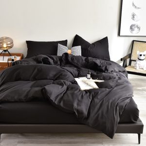 Bedding-Set-High-Quality-Skin-Friendly-Fabric-Black-Duvet-Cover-Set-Solid-Color-Single-Double-King