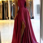 Burgundy-Satin-Beach-Maxi-Women-Dress-for-Christmas-Sexy-Side-Slit-Adjustable-Straps-Evening-Prom-Dress