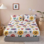 Cartoon-Mattress-Cover-With-Elastic-Band-Plant-Floral-100-Polyester-Fitted-Sheet-Home-Full-Size-Single-1