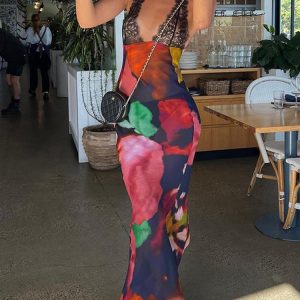 Elegant-Tie-Dye-Floral-Chiffon-Dress-For-Women-2023-Summer-Sexy-Bandage-Backless-Lace-Long-Dresses