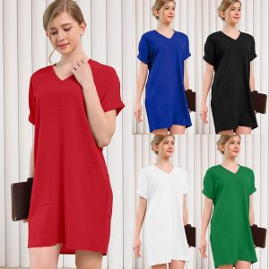 Explosive-women-s-H-shape-silhouette-loose-short-sleeved-dress