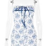 JULISSA-MO-Floral-Printed-Vacation-Women-Dress-Off-shoulder-Blue-Metal-Button-Spring-Skinny-Elegant-Outside-5