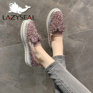 LazySeal-Bling-Sequine-Upper-Women-Flat-Heel-Shoe-Luxury-Butterfly-Street-Style-Casual-Footwear-Drop-Shipping