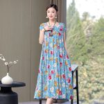 New-Hot-Fashion-Arrival-Casual-2023-Summer-Dress-For-Women-Print-Loose-O-Neck-Cotton-Women-1