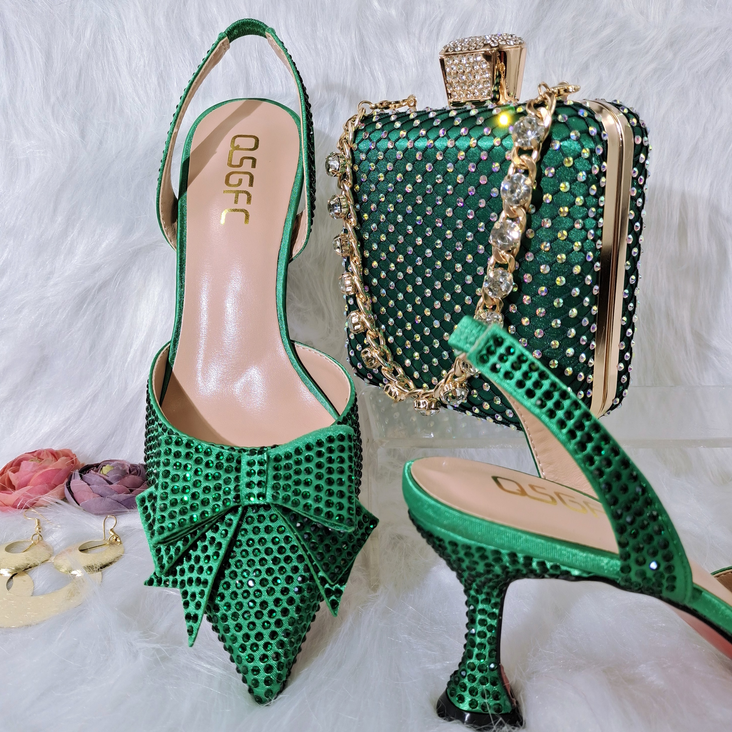 QSGFC-Green-Color-Crystal-Decoration-Style-Wine-Glass-Heel-Friends-Party-Shoes-Nigerian-Fashion-Ladies-Shoe