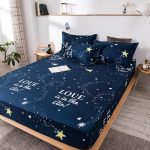 Starry-Night-Sky-Anti-mite-Bed-Protector-Couple-Mattress-Cover-Fitted-Sheet-Bedspread-on-the-Bed-4