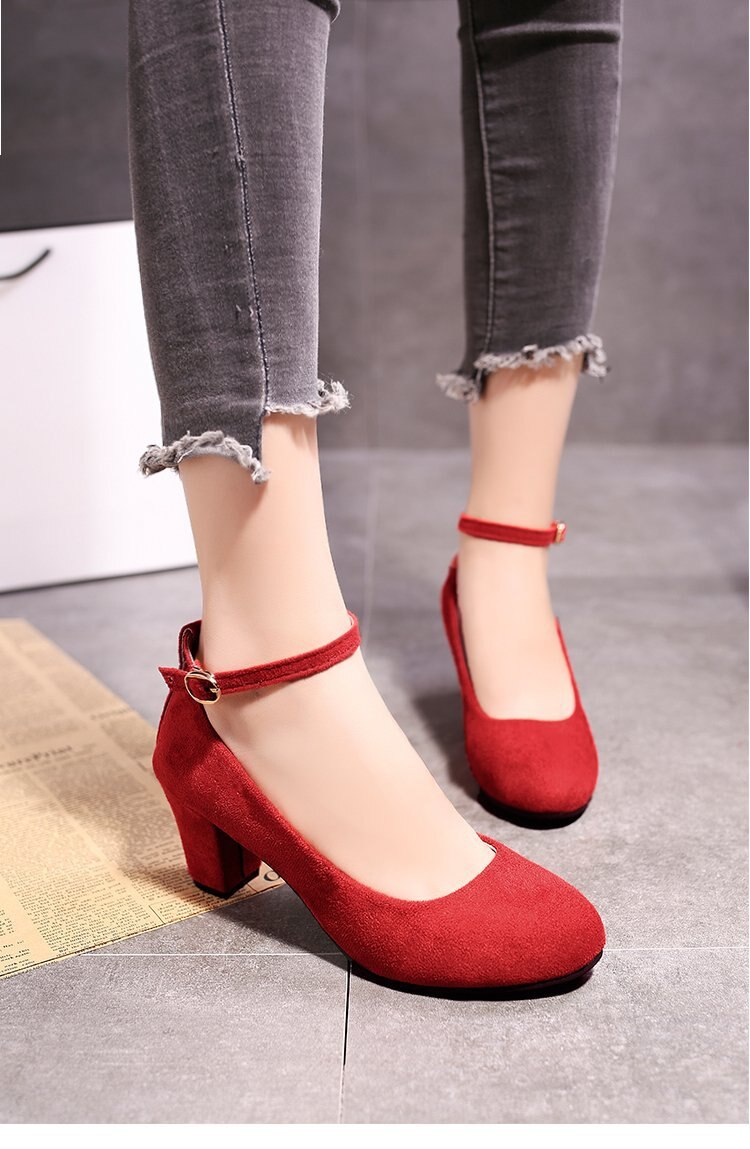 Women-s-Fashion-Pumps-Sweet-Woman-Thick-High-Heels-Ankle-Strap-Flock-Female-Platform-Women-Shoes