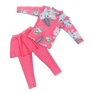 Girl-Two-Pieces-Suit-2-11-Year-Children-Long-Sleeve-Skirt-Swimsuit-2023-Kid-Cute-Flower