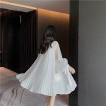 New-Korean-Summer-Fashion-Women-Clothes-Vacation-Dresses-Lantern-Sleeves-Pullover-Loose-Pleated-Dress-2