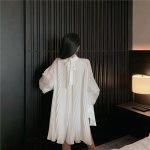 New-Korean-Summer-Fashion-Women-Clothes-Vacation-Dresses-Lantern-Sleeves-Pullover-Loose-Pleated-Dress-3