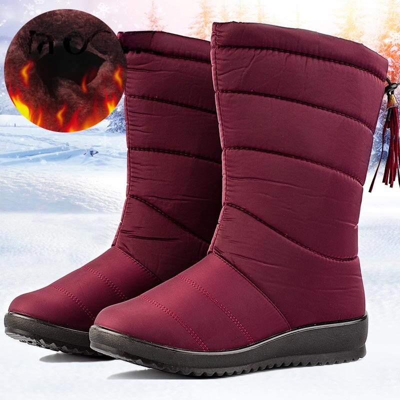 Winter-Women-Boots-Ankle-Boots-Down-Snow-Boots-Waterproof-Tassel-Winter-Shoes-Women-Warm-Fur-Black