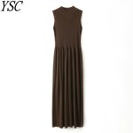 YSC-2023-Women-Knitted-Ice-Silk-Tank-Top-Long-Dress-Half-height-collar-Solid-color-Sleeveless