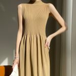 YSC-2023-Women-Knitted-Ice-Silk-Tank-Top-Long-Dress-Half-height-collar-Solid-color-Sleeveless-3